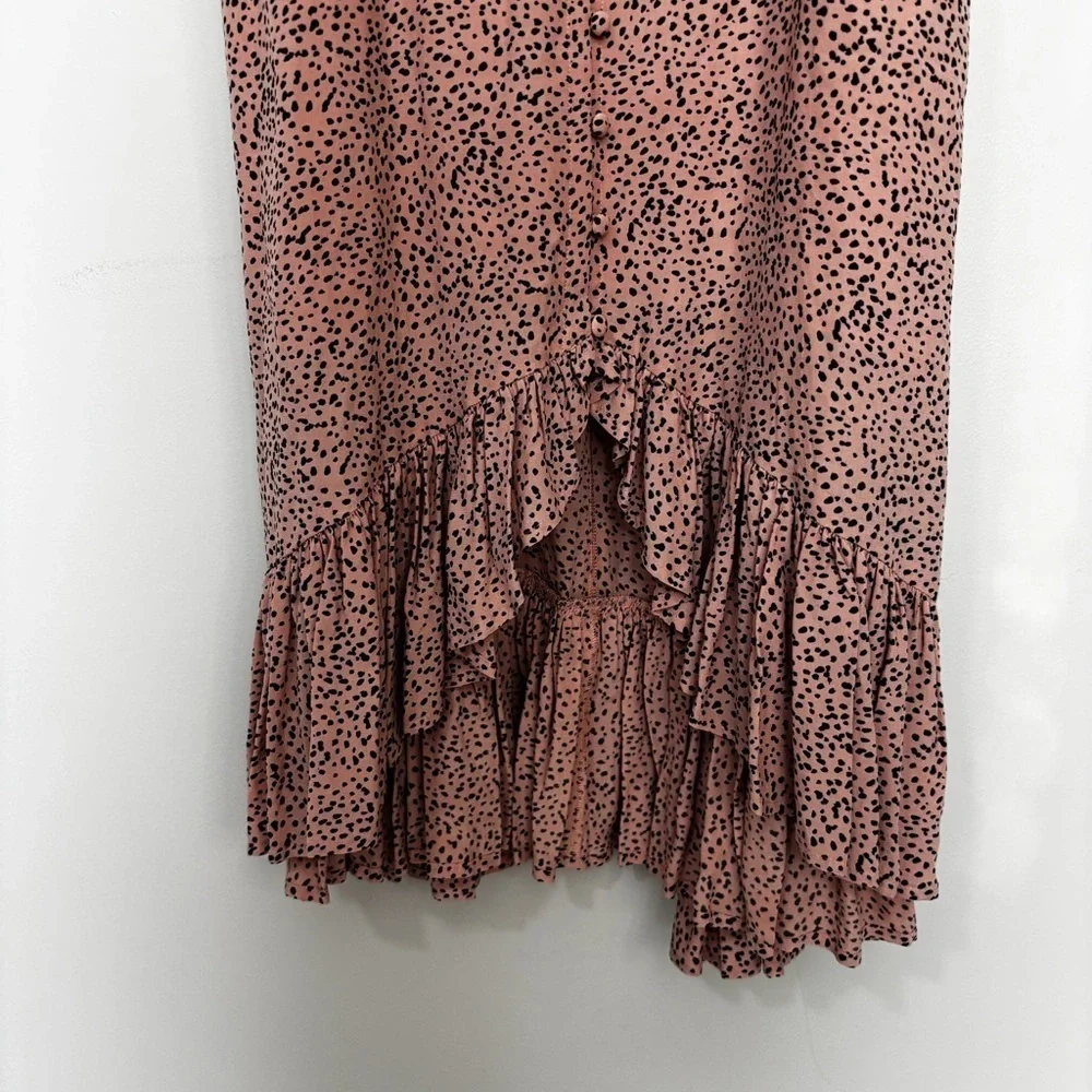 Rails Frida Midi Dress Rose Spotted Wedding Spring Summer Ruffle Flowy Size M